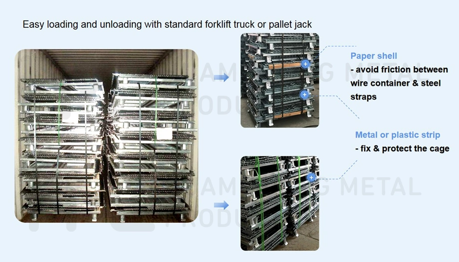 Heavy-Duty Rigid Folding Collapsible Wire Mesh Stillage for Cargo Storage