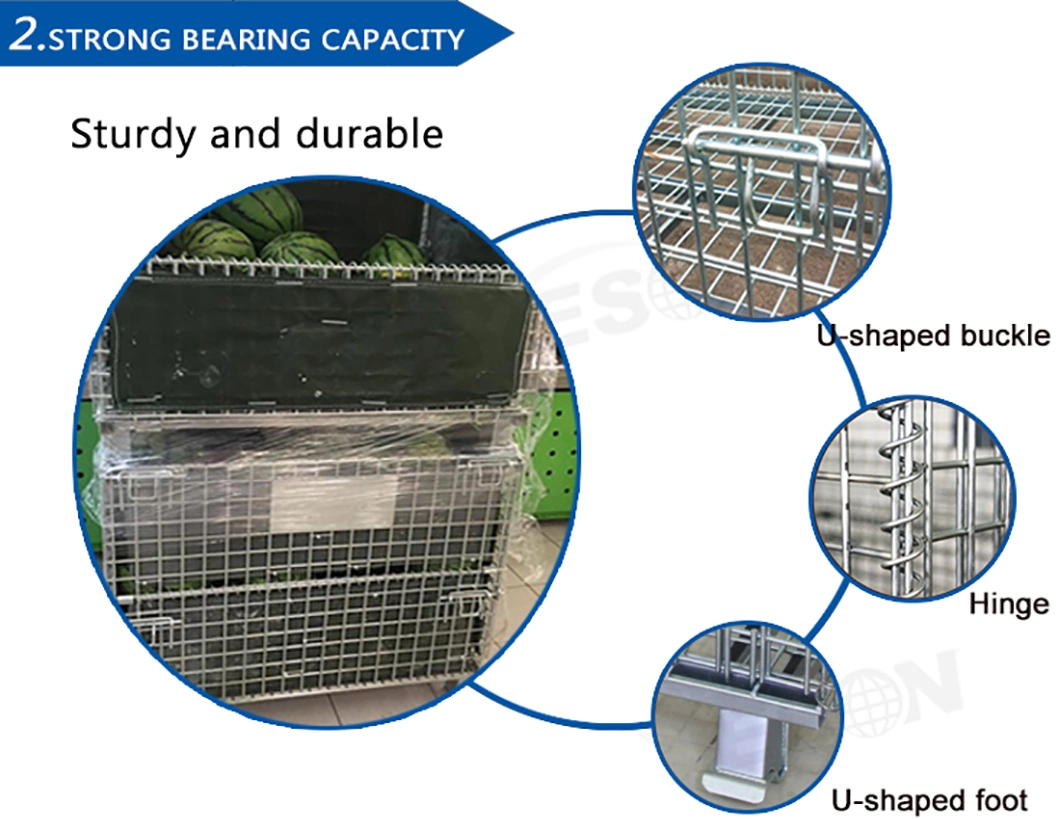 High Quality Storage Stackable Industrial Folding Galvanized Welded Wire Mesh Container